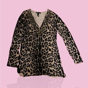 INC International Concepts Beige and Black V-Neck sweater